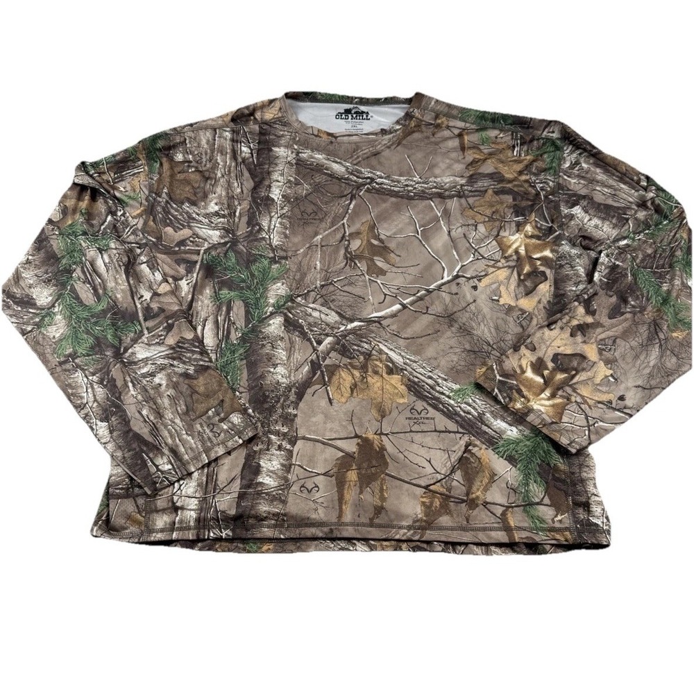 Old Mill Shirt Adult 2XL Camouflage Realtree Extra Camo Outdoors Hunting